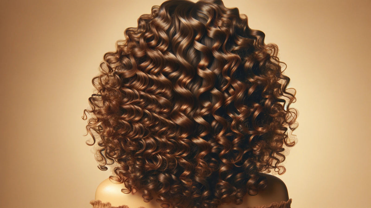 Frizz-free defined curly hair — close up of glossy spiral curls