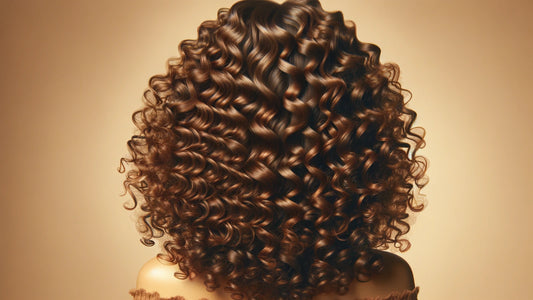 Frizz-free defined curly hair — close up of glossy spiral curls