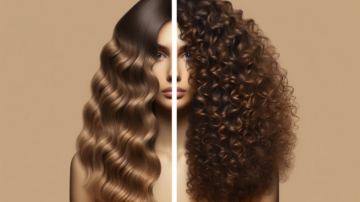 Flat curls vs voluminous defined curls — before and after comparison