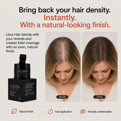 Líora Hair — before and after, fuller-looking hair