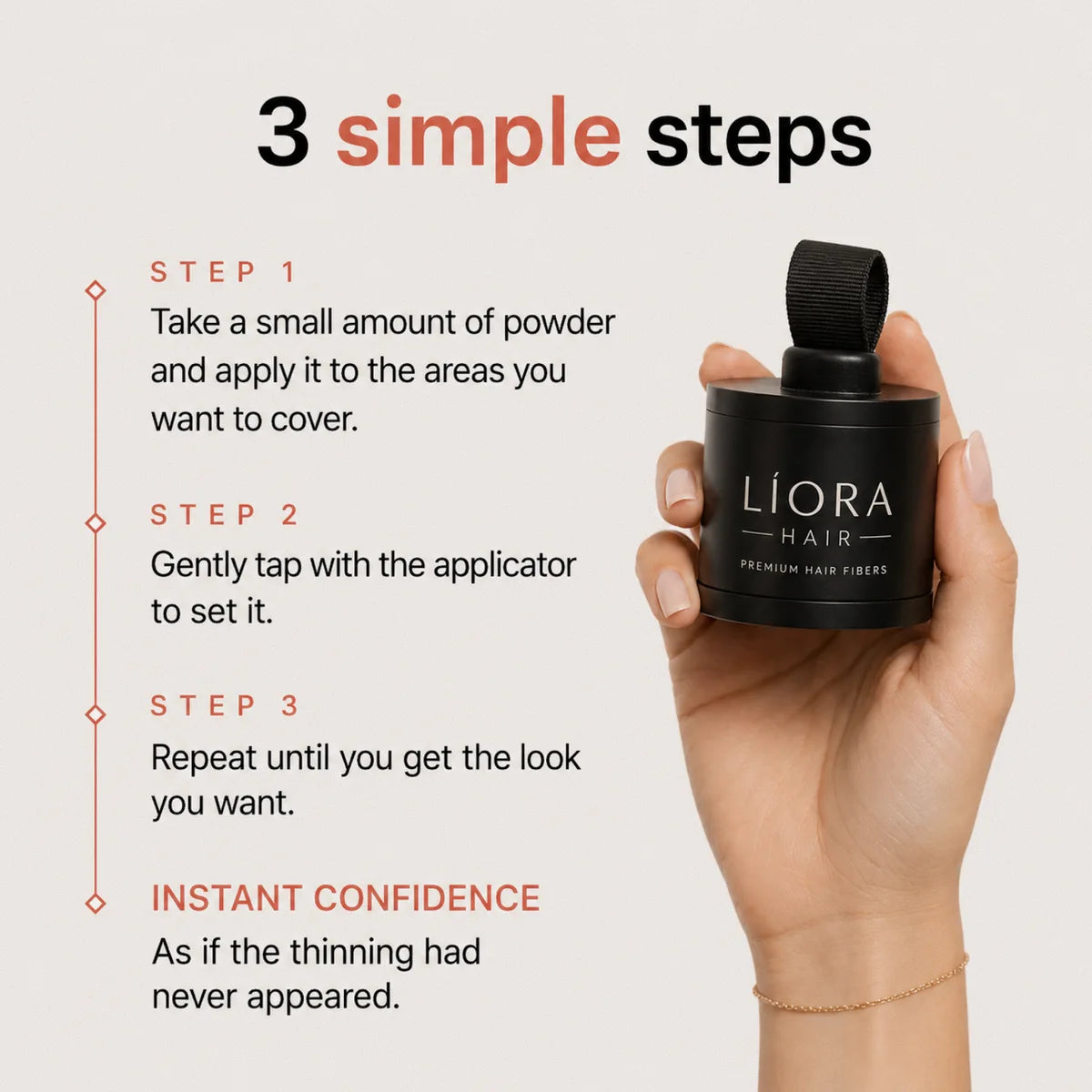 Líora Hair — how to apply in 3 steps