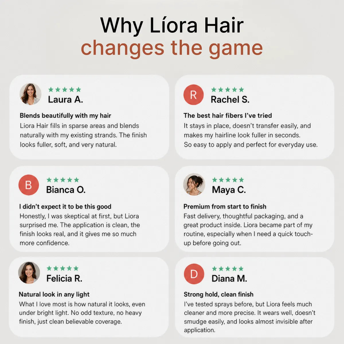 Líora Hair — customer feedback graphic