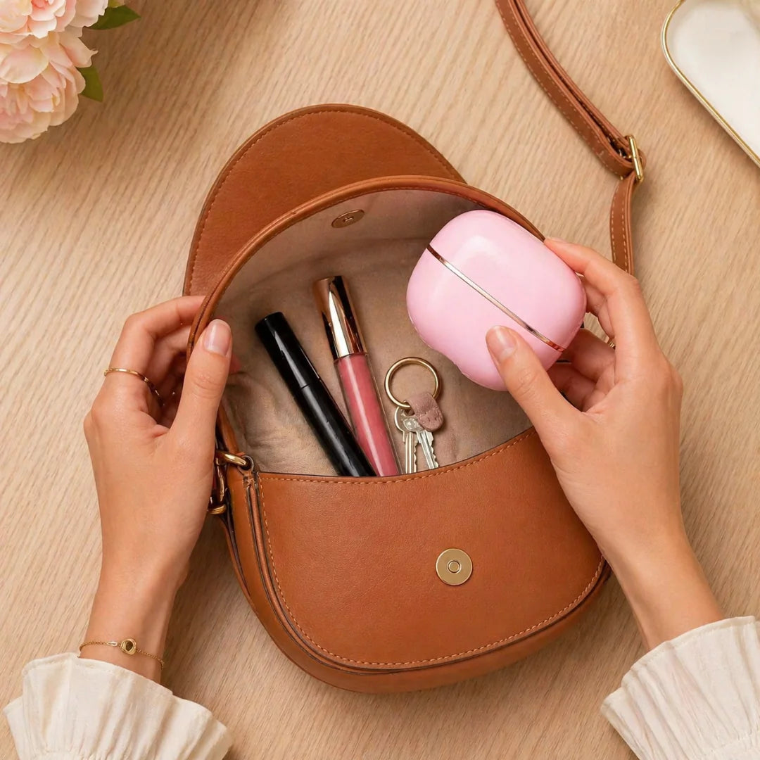 Compact Flat Control styling brush inside a small bag