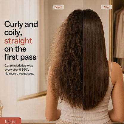 Líora Flat Control cordless straightening brush — product visual 2