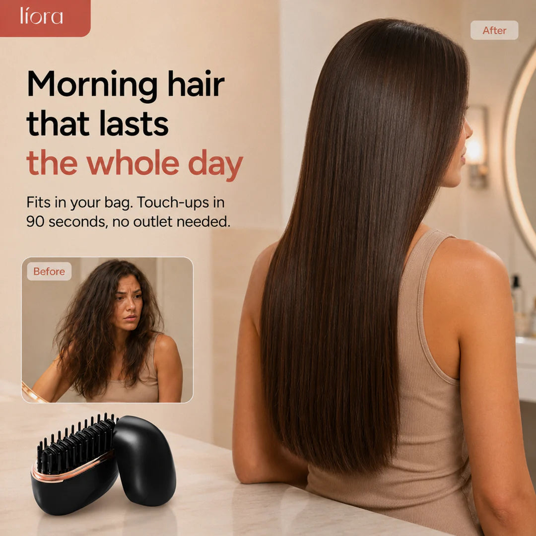 Líora Flat Control cordless straightening brush — product visual 3
